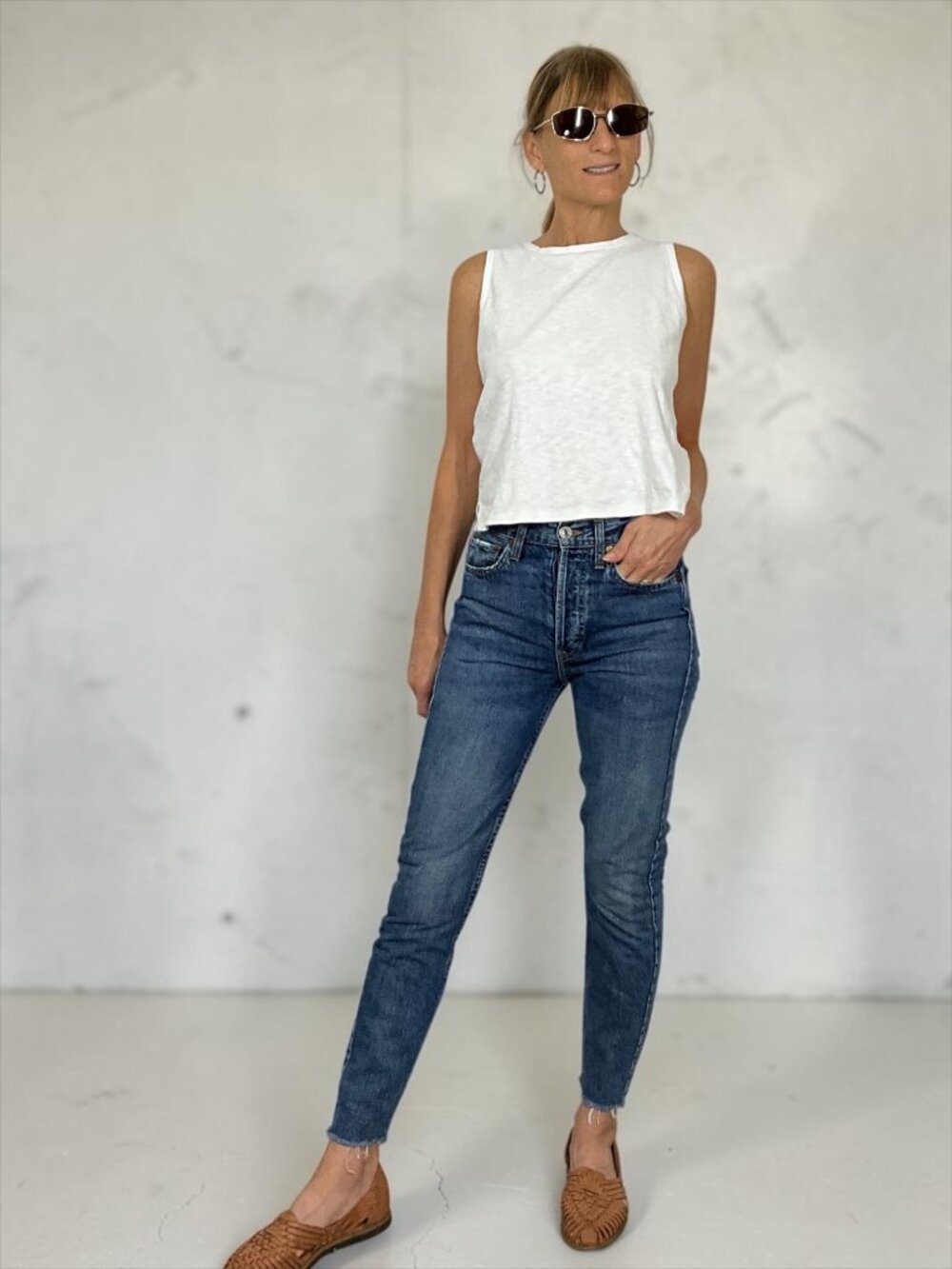 Re/Done 70s Stove Pipe Jeans 23 Blue Straight Leg High Rise